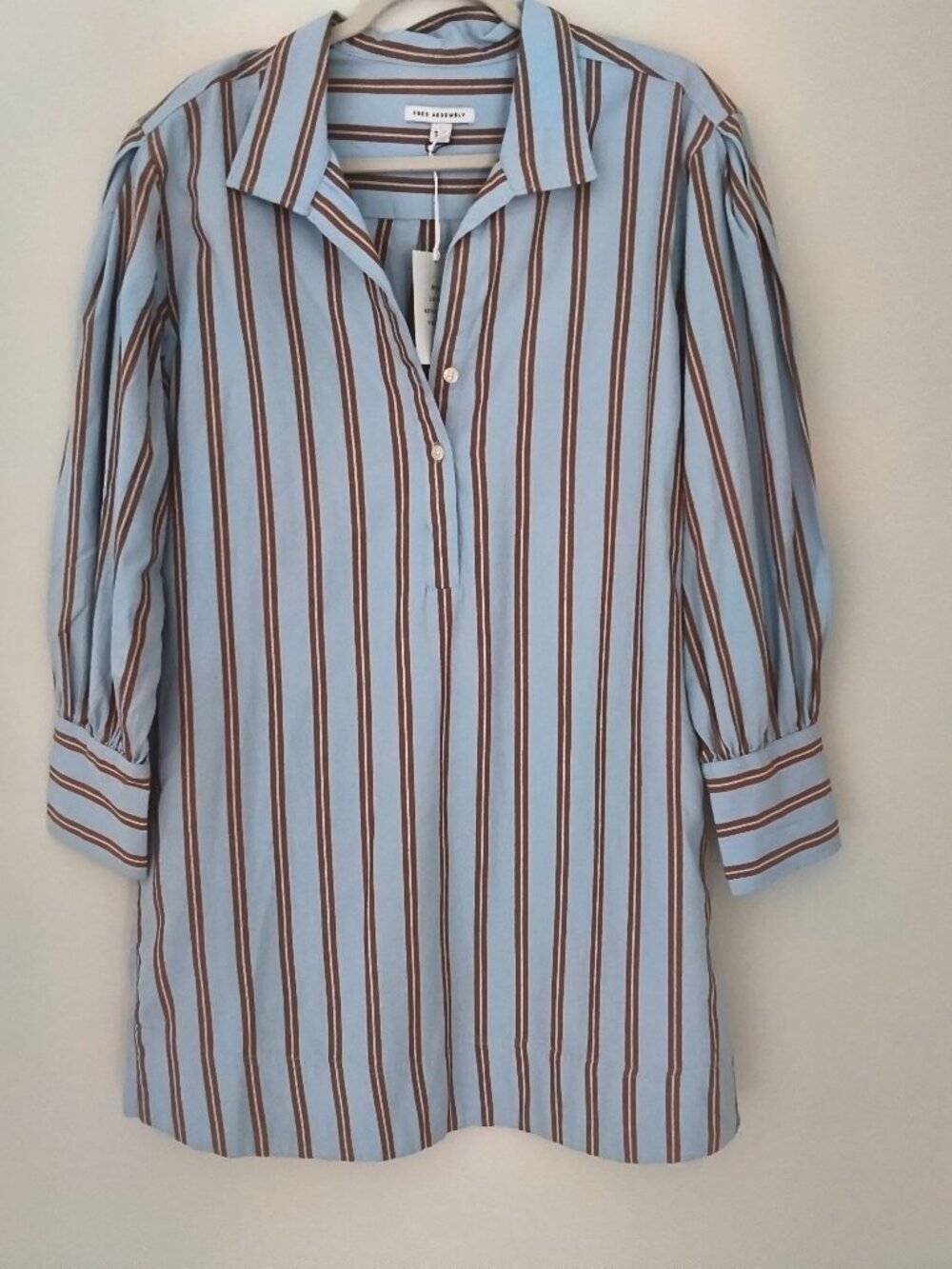 Free Assembly  NWT 100% Cotton blue and brown striped shift/dress